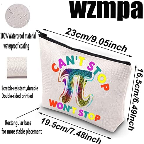 WZMPA Math Pi Day Cosmetic Makeup Bag Maths Club Poklon ne može zaustaviti PI neće zaustaviti šminku torbicu s patentnim zatvaračem