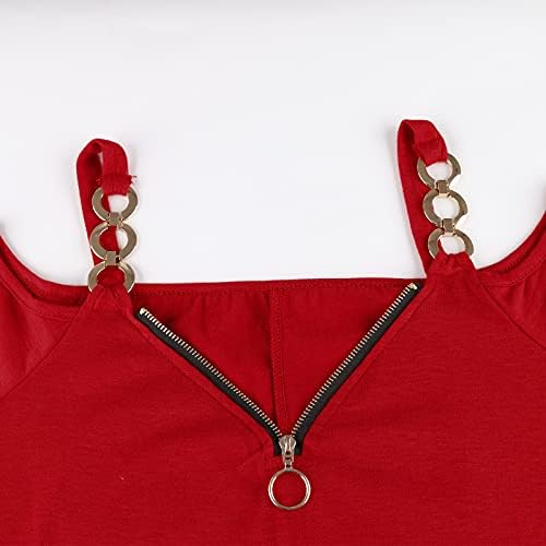 lcepcy hladni vrhovi ramena za žene seksi zip v vrat majice naramenice kratkih rukava solidne ljetne košulje