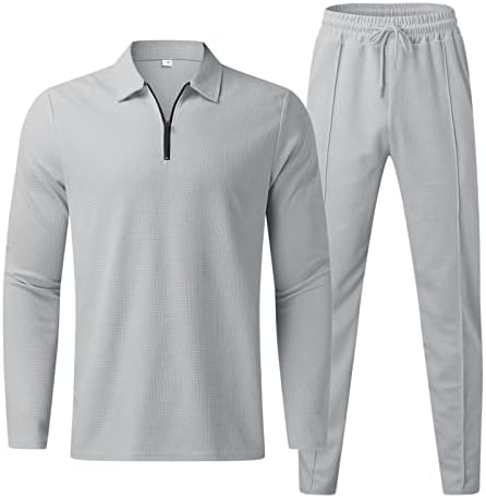 Muške tracksuits 2 komada outfit Quarter Zip dugim rukavima golf košulje i hlače sportovi set udobnih casual stilski znojnih znoja