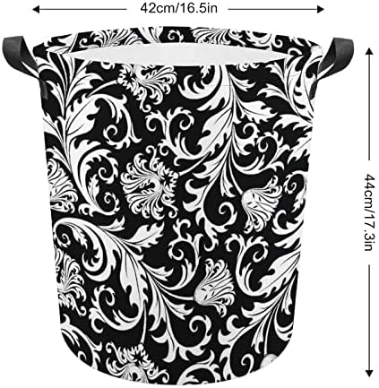 Damask košara za rublje s cvjetnim uzorkom okrugle platnene košare s ručkama vodootporna sklopiva košara za rublje torba za odjeću