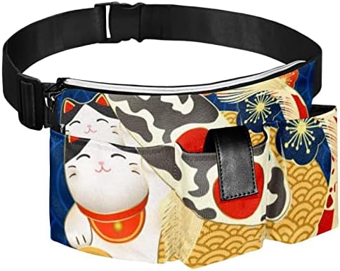 Japanski šareni Carps Lucky Cat Canny Fanny Pack-Tog torba Fanny Pack za žene i muškarce Slatka torba s strukom, planinarski kamp koji