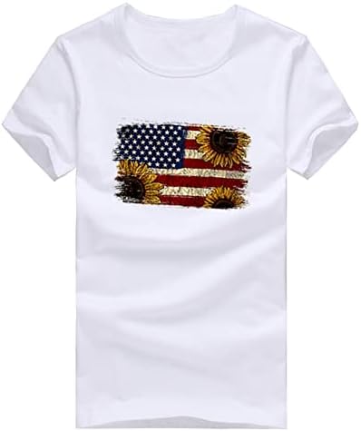 Jednostavne majice za žene sa zastavom neovisnosti, ležerni Top, majica u obliku košulje, modna ženska majica kratkih rukava s izrezom