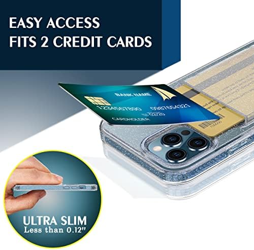 PetoCase za iPhone 12 Pro Max futrola za novčanik, utor za držač kartice Ultra bling tanki prozirni fleksibilni TPU gel guma mekana