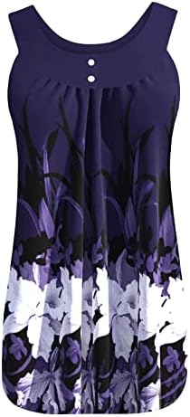 Dugi vrhovi spremnika za žene, ženske cvjetne kauzalne kauzalne košulje 2023 bljeskalice ljetne majice Henley bez rukava flowy naplate