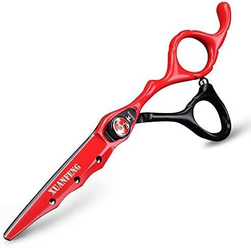 Xuanfeng crveni elastični vijak škare za kosu, pogodne za obiteljsku ili brijačnicu, 6 -inčni 9CR18 čelični profesionalni škare za