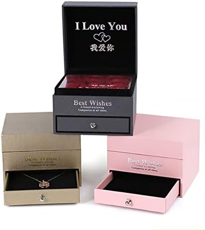 Poklon kutija za nakit za Valentinovo ružičasta Ogrlica kutija s dvostrukom ladicom medaljon poklon za mamu djevojku Darovi za pohranu