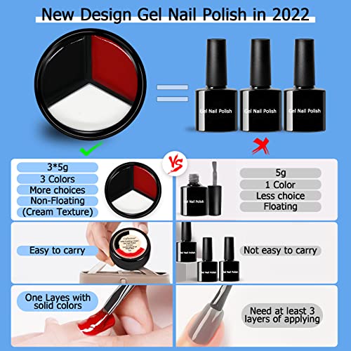 Paleta jednobojnih gel lakova za nokte od 3 u 1, 3 boje krem pudinga gel lak za nokte s kompletom četkica za nokte od 1 kom, profesionalni