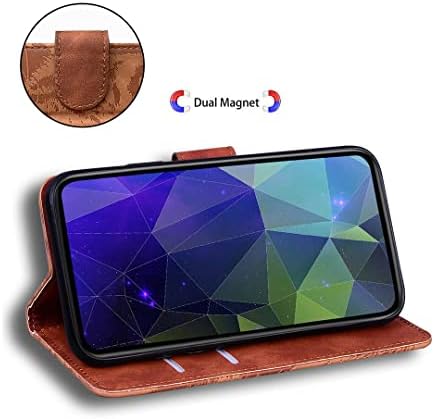 Torbica SATURCASE za Samsung Galaxy S22 Ultra cool torbica od umjetne kože reljefni tigar, flip-novčanik sa dva magneta, stalak za