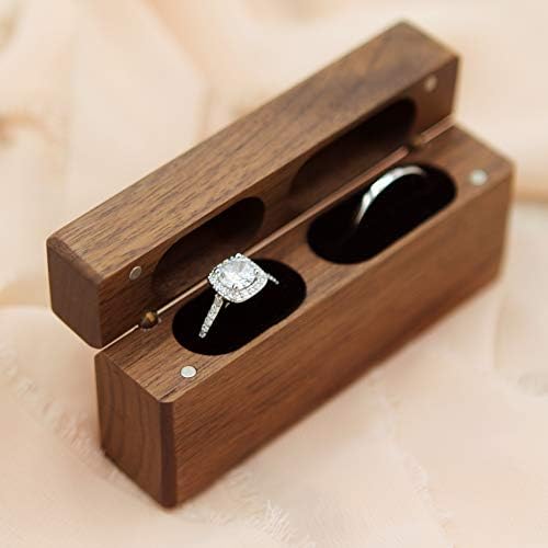 Kutija s dvostrukim prstenom Muujee - Kutija s vitkim drvenim prstenom za svadbenu ceremoniju zaručnički prijedlog za angažman kutija