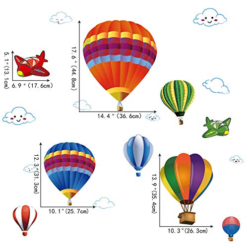 5.-8070 3. šareni baloni Zidne naljepnice crtani avioni osmijeh oblaci Zidne naljepnice 2 uklonjivi Baloni zrakoplov oblaci na nebu