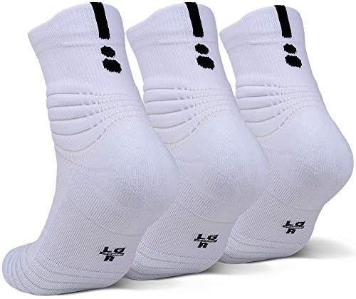 Muške kompresijske sportske čarape s debelim zaštitnim jastukom za teretanu, 3 para u bijeloj boji, 6-13
