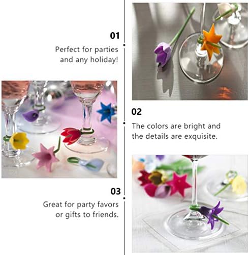 Staklene čaše za vino 6pcs cvjetni privjesci za vino silikonski marker za vino cvjetne oznake za vino identifikacijski markeri za čaše