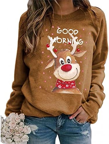 Aodong kapuljače za žene božićni vrhovi Slatke tiskane majice pulover dugih rukava casual crewneck dukserica labavi udobni vrhovi