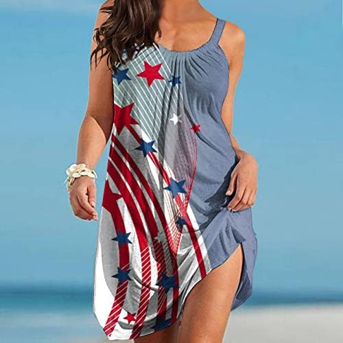 Peqiut haljine za žene Ljetni cvjetni grafički grafički O-Neck Strappy bez rukava Boho plaža Sundresses seksi labava zabavna cami haljina