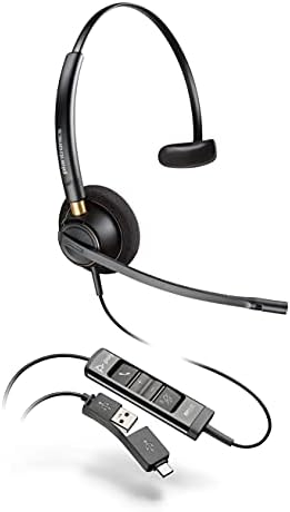 Poly-EncorePro 515 USB-A i USB-C USB slušalice-Ažuriranja u oblačnom sustavu-Akustična zaštita sluha-radi s Avaya, Genesys i Cisco