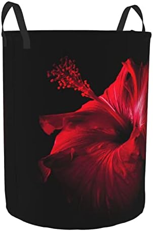 Košara za rublje s printom crvenog cvijeta hibiskusa sklopiva okrugla košara za odlaganje odjeće kanta za spremanje potrepština za