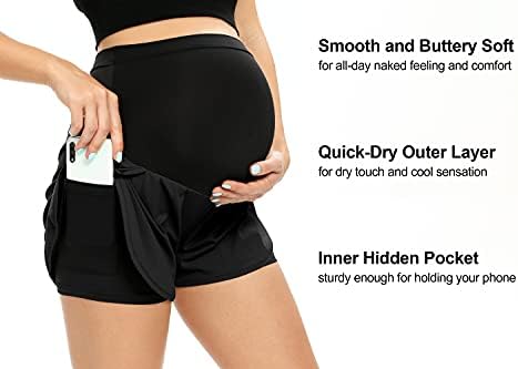 Ženske Trudničke hlačice za vježbanje u donjem dijelu trbuha, MASLENE meke jogging jogging kratke hlače s džepom