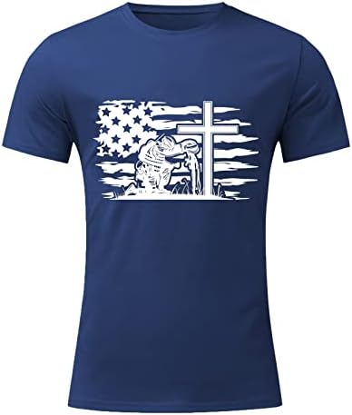 Muške ljetne košulje Kratke rukave Čvrsta boja američke zastave Tee majice labave prikladne posade casual ljetne bluze