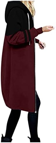Ženska toplo odjeće za patentni zatvarač otvorene kapuljače dukvica dugačka boja kontrastna džepna odjeća jakna kauzalni modni vrh