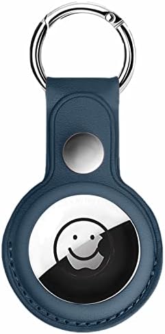 Kožni držač prstena za ključeve, zaštitni poklopac kućišta AirTag s privjesom za ključeve kompatibilan za novi Apple Air Tag-plavi