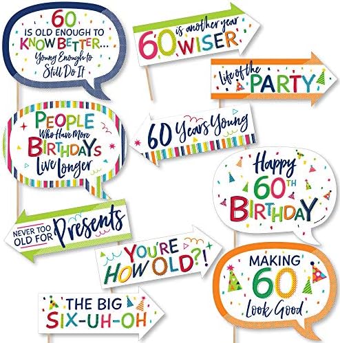 Velika točka sreće Smiješno 60. rođendan - Veseli sretan rođendan - Šareni šesnaesti rođendanska zabava Photo Booth Recki Kit - 10