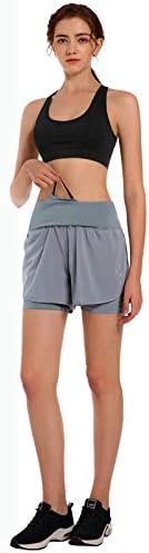 KSMIEN WOMENS 2 u 1 trčanju kratkih hlača - lagana atletski trening teretana joga kratke hlače s telefonskim džepovima
