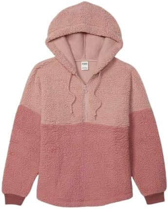 Ružičasta varsity sherpa pola zip pulover kapuljača ruža/ružičasta veličina