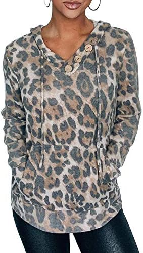 Roskiki ženske kapuljače duksevi povremeni životinjski print kenguroo džepne košulje majice vrhovi