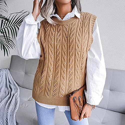 Džemperi prsluk ženski usjev pleteni džemperi Osnovni solidne boje casual vrhovi opuštaju pulover slatka odjeća