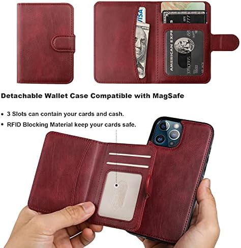 Torbica za novčanik od 12/12, kompatibilna s magnetskom torbicom za zaključavanje, premium preklopna torbica od PU kože s utorima za