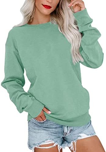 Ženska ležerna majica s okruglim vratom, jednobojni osnovni vrhovi za izlazak, Slatki pulover s volanima s dugim rukavima
