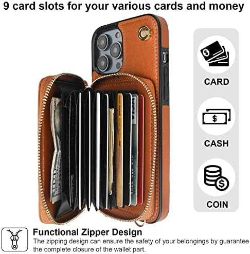 Torbica za novčanik od 14 inča, torbica od kožne torbice s zaključavanjem i držačem za kartice, zaštitni preklopni poklopac vrećice