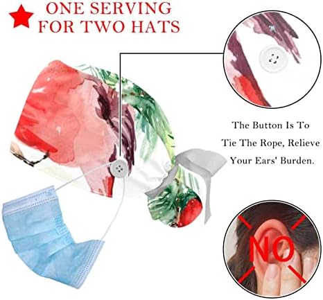 Lorvies Medicinske kape za žene s gumbima dugačka kosa, 2 komada podesiva radna kapa, smiješni pingvin sretan božićni Xmas