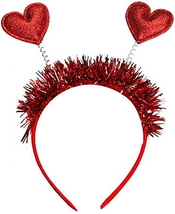 Headbands u obliku srca za Valentinovo, crveno srce, Šljokičasto pokrivalo za glavu, kićanka, srce, kupidove trake za kosu, blagdanski