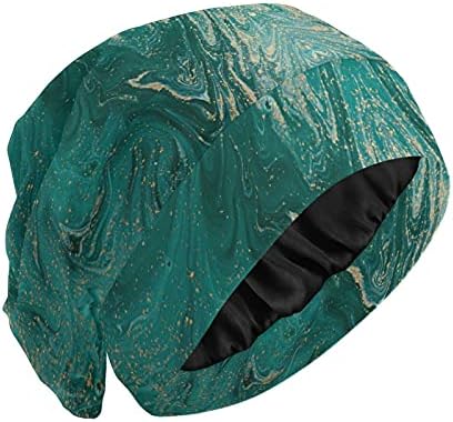 Lubanja kapica za spavanje radna kapu šešir granice za žene za žene oceanski morski mramorni prugasti apstraktni zlatno zelena kapica