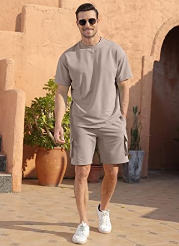 Yawyews muške 2 -komadne odjeće casual tracksuit teretni kratke hlače ljetne atletske kapljice Sport -odjeća Sportska odjeća