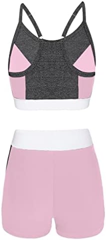 TTAO 2 komad djevojke Ljetni sportski prsluk vrhovi s kratkim hlačama s kratkim hlačama colorblock joga fitnes atletska odjeća set