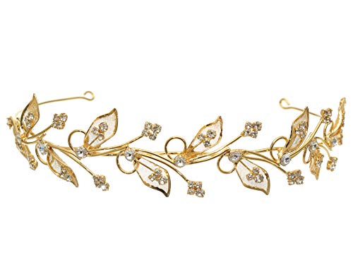 Ženski dizajn lišća vinove loze rimski vijenac vjenčana tijara kruna-Umjetni biser Pozlata 9362