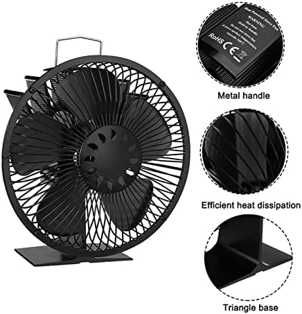 ; Crni kamin 5 lopatica ventilator za peć na toplinski pogon plamenik na drva ventilator za kućni kamin s poklopcem učinkovita raspodjela