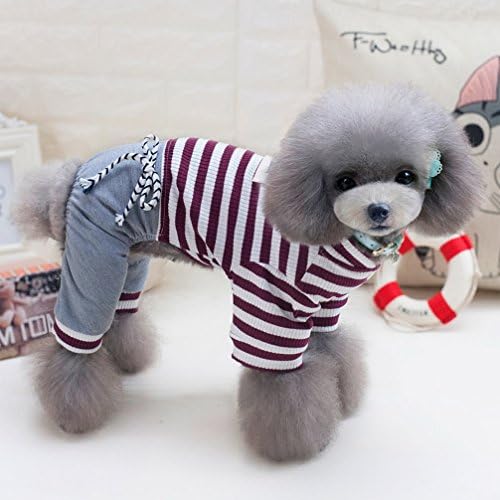 Ranphy pruga Mali pseća odjeća pamučna kombinezona štene padpy pidžama s hlačama mačka odjeća pidžama pjs košulja za yorkie chihuahua