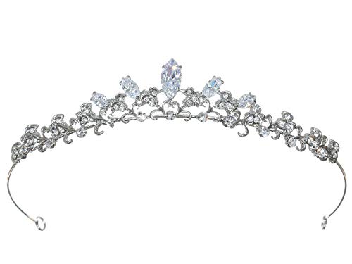 Elegantna vjenčana tijara-kruna od češkog kristala presvučena rodijem 91271