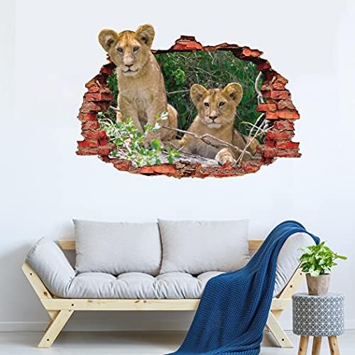 Obiteljski lavovi zidni naljepnica - Zidna umjetnost za životinje - 3D otisak kuće - Lion Baby Medicinska sestra zidni dekor - Slatki