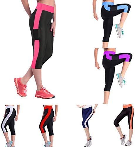 Akimpe Women Yoga hlače Trening Capris Atletske gamaše Visoki struk, ležerni sport lagan s džepom A166