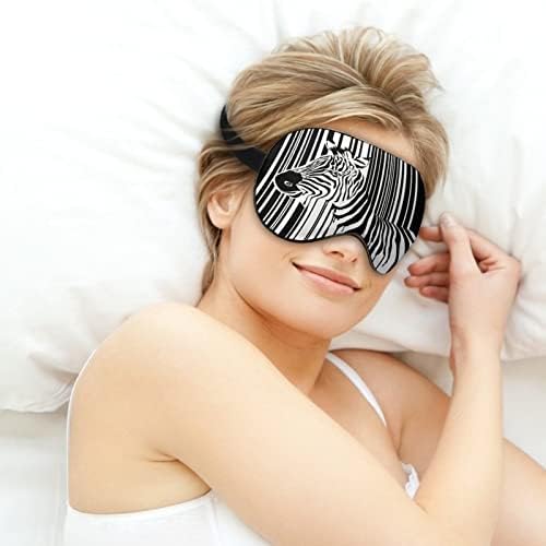 Crno -bijela zebra barkod spavanje maska ​​za poveznu očiju Slatka nijansa za oči s podesivim remenom za muškarce muškaraca