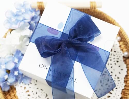 Leeqe mornarsko plava organza vrpca 1-1/4 inča x 50yd čista šifonska vrpca za omotavanje poklona, ​​pozivnice za vjenčanje, zabava,