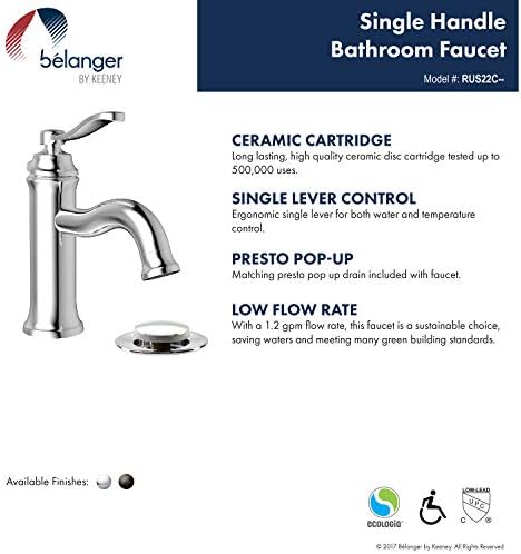Belanger Faucet rus22corb jednostruka ručka slavina za kupaonicu sudopera s odvodom, uljane brončane brončane