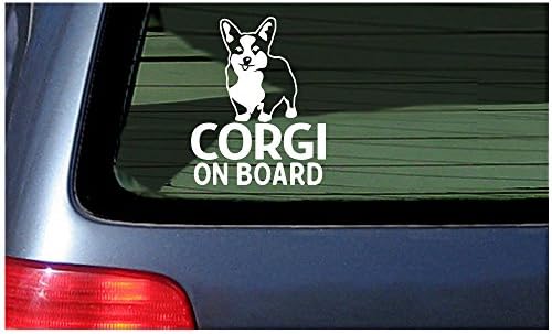 Corgi on na brodu psa bez repa - naljepnica s bijelim prozorima velški