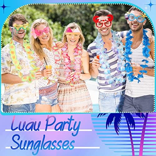 12 PCS Luau Party Sunčane naočale i 12 PCS Havajski leis, novitetske naočale Cvjetovi Garlands Tropska prerušavanje rekvizita Tropska