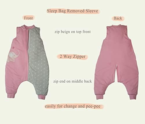 Natuz dječja nosačna pokrivač s nogama ružičasti pamuk 2-4t mališana vreća za spavanje 36m Uklonjeni dugi rukavi šetnja vreća za spavanje
