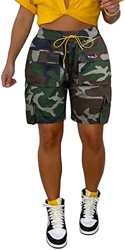 Vakkest ženske camo teretne kratke hlače casual trendovske ljetne jogera s visokim strukom kamuflažni tisak kratke hlače s džepovima